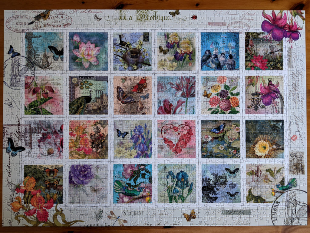 Completed Ravensburger Stamp Collection, 1000 piece puzzle